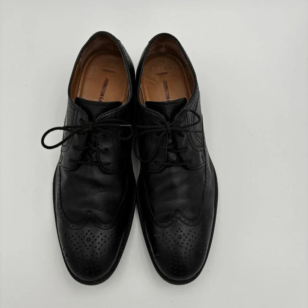 Johnston & Murphy Wingtip Oxford Mens 13M Black Excellent Leather Brogue 20-3351